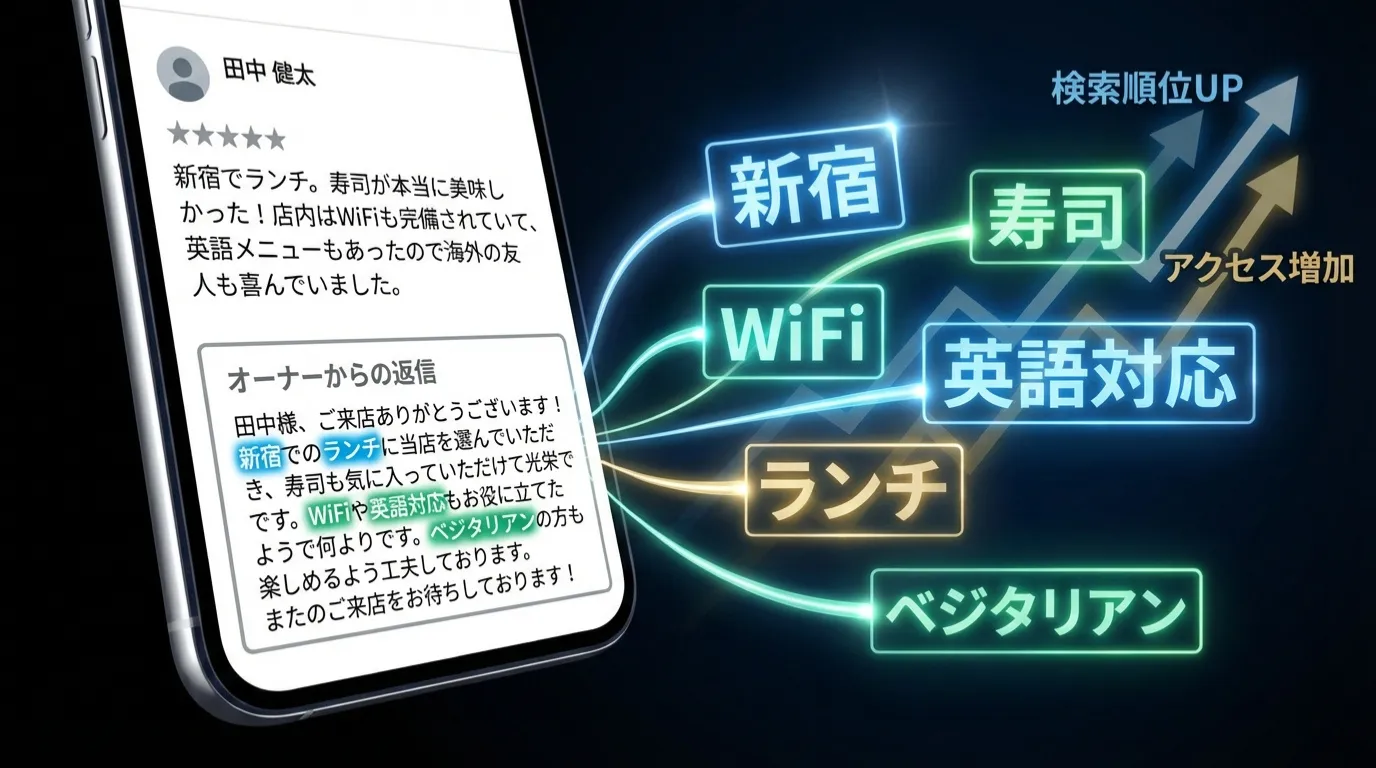 隠しキーワードを含んだ口コミ返信の例